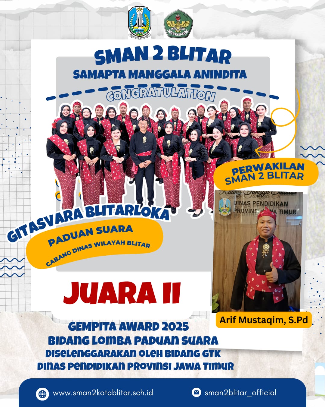 Arif Mustakim Bersama Gitasvara Blitarloka Raih Juara 2 Gempita Awards Jawa Timur